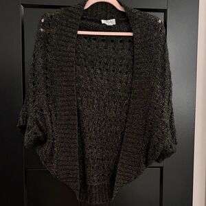 LOFT Charcoal/Black Open-Knit Soft Shrug. Size M/L